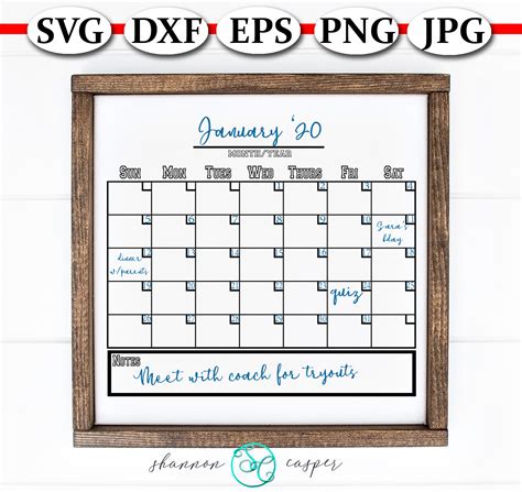 Free Svg Calendar Template